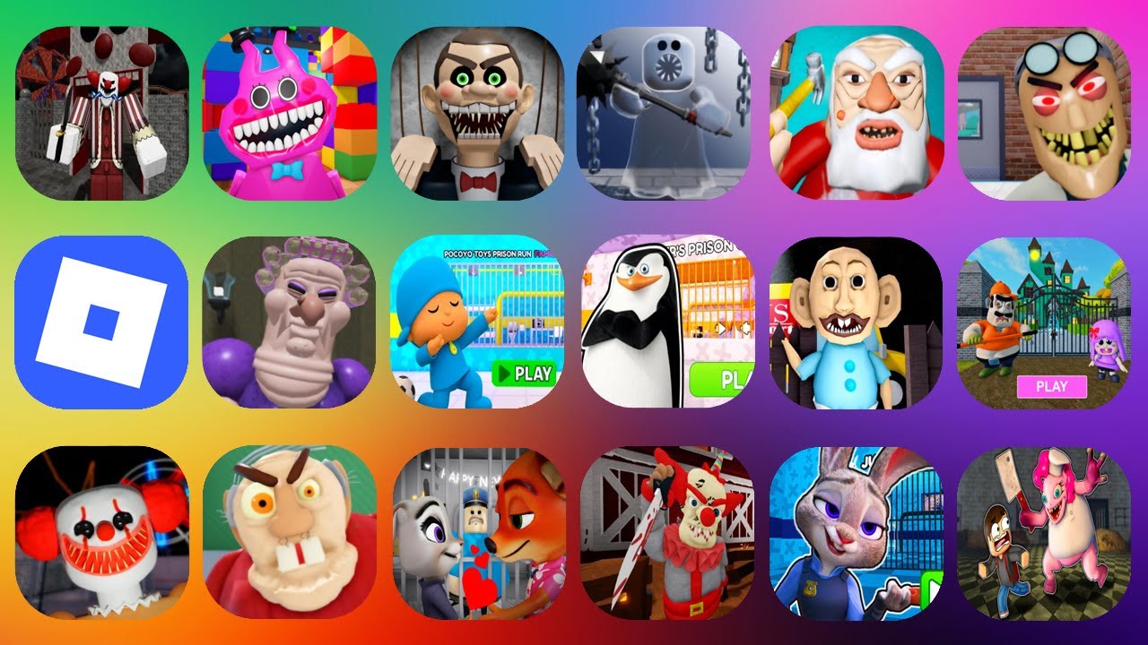 ROBLOX,MR.YUMMY'S SUPERMARKET.BARRY'S PRISON.JUDY'S & NICK'S PRISON.TIM'S FARM OBBY...