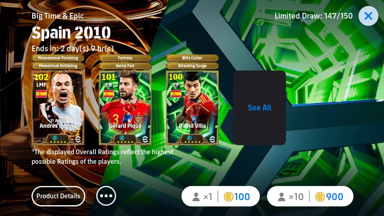 Big Time & Epic Spain 2010 : 300 Coin Pack Opening : Gerard Pique 106 Rated (eFootball 2026 Mobile)