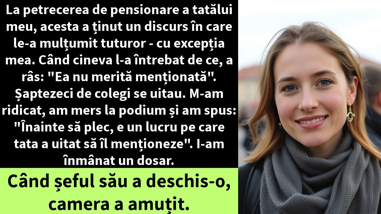 La petrecerea de pensionare a tatălui meu, acesta a ținut un discurs în care le-a mulțumit tuturor
