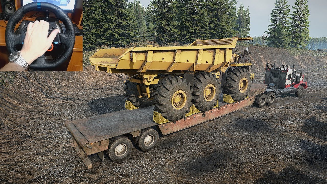 SnowRunner – Transporting the Massive Gerlinger G500 Through Deep Forest Mud | Logitech G29
