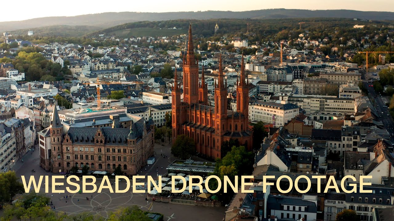 Wiesbaden Summer Sunset 2020 🇩🇪 [4K] Drone Aerial Stock Footage, Germany (Luftaufnahmen)