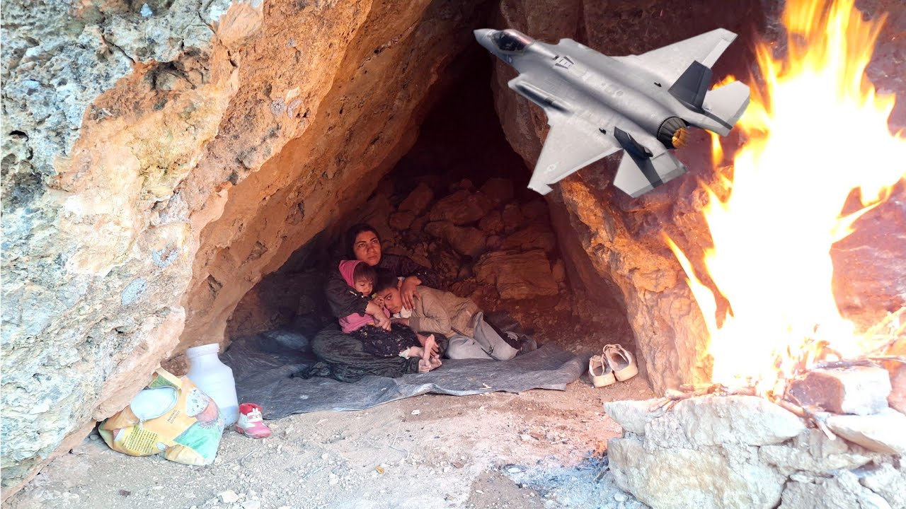 A mother and her children fled the war and survived in a cave in the Zagros Mountains.🏔💔