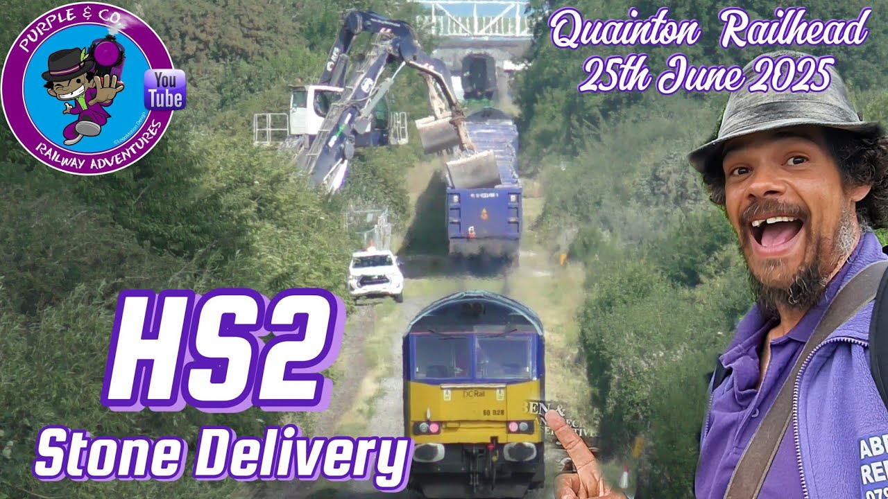 HS2 stone trains unloaded at Quainton Railhead
