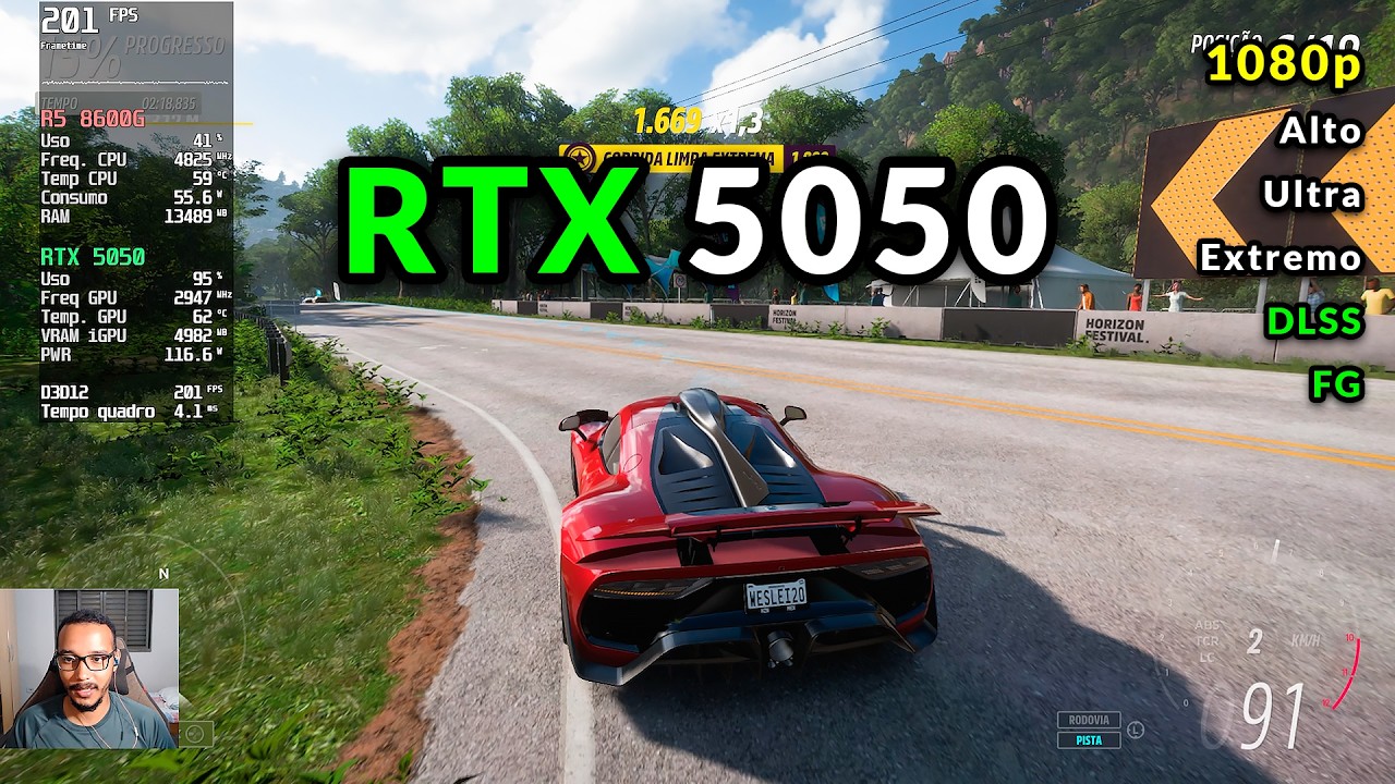 RTX 5050 - Forza Horizon 5 em 1080p