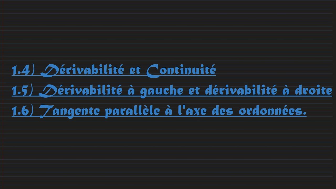 Dérivation Terminale - Cours complet pour le bac : Continuité , Dérivabilité et tangente verticale 