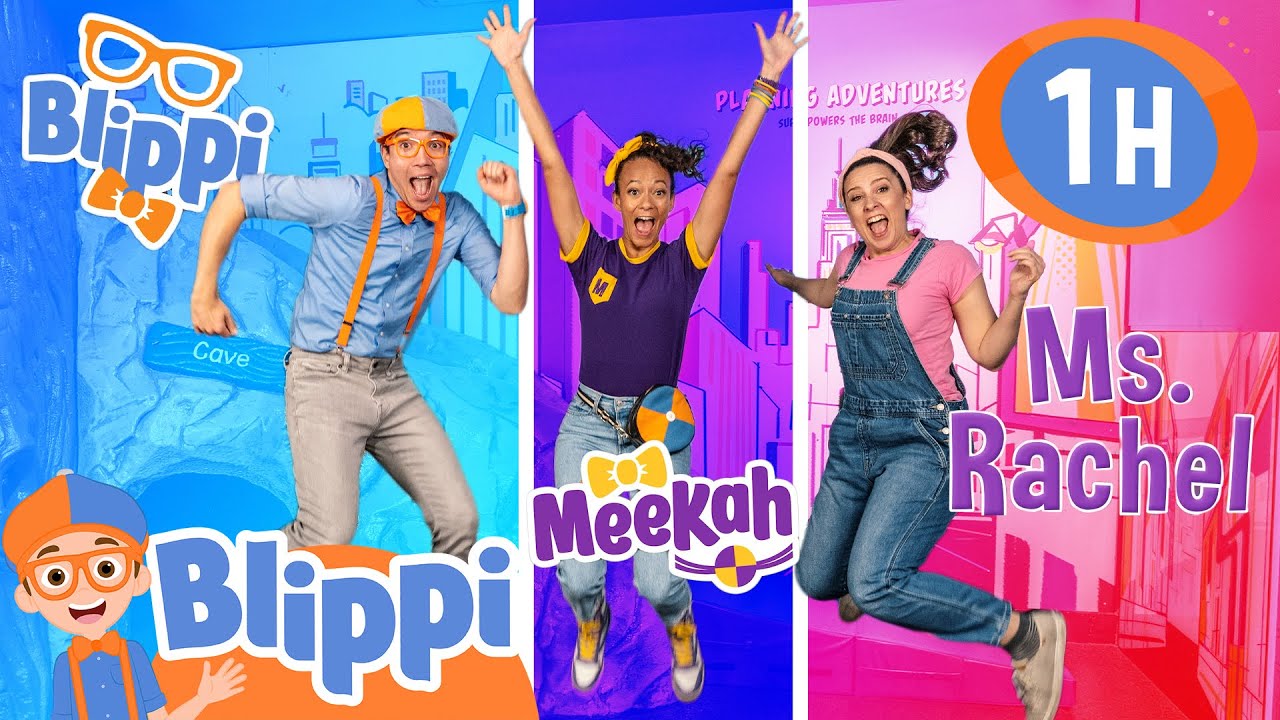 Blippi, Meekah, and Ms. Rachel's Playdate CHALLENGE! Who Can Have the Most Fun? + More