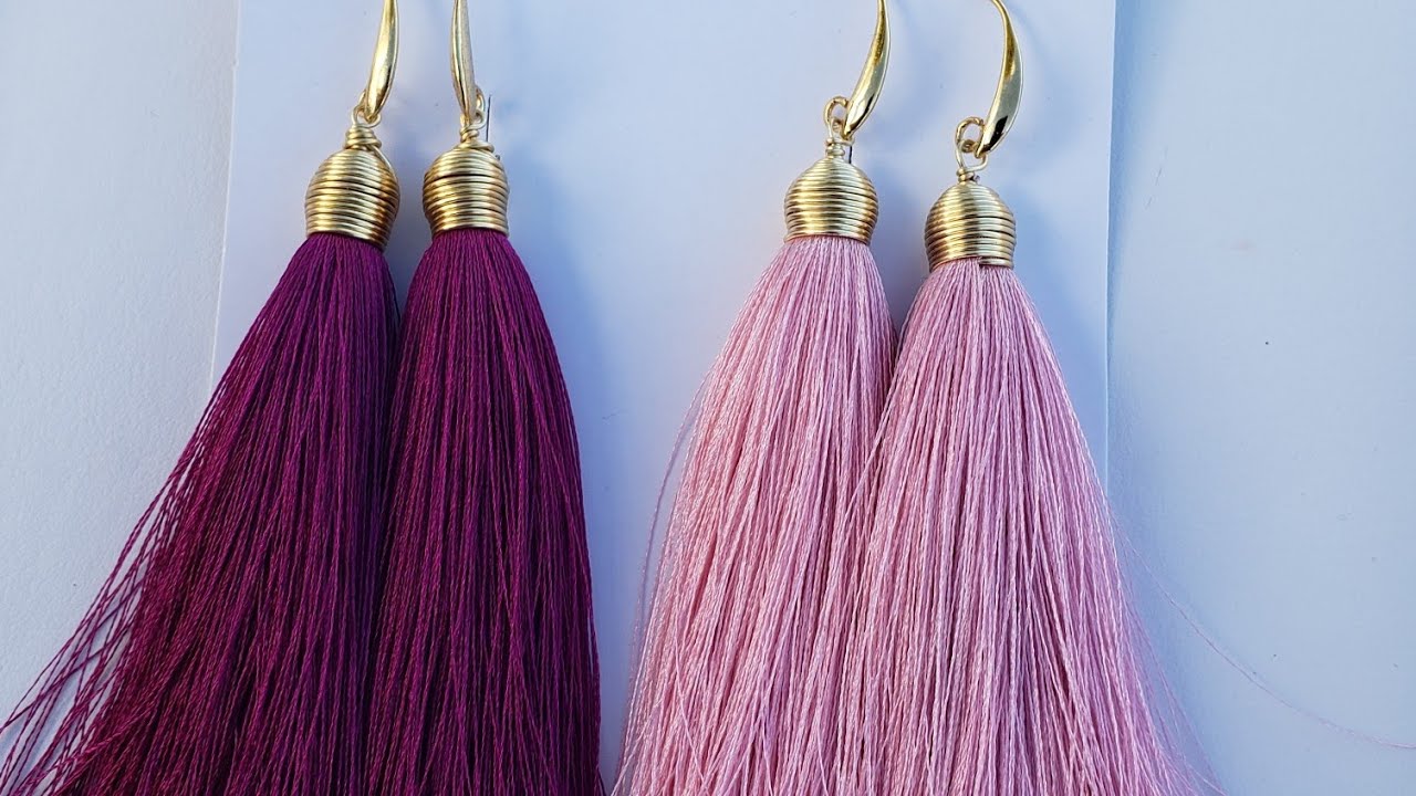 aretes de borla / motita / escobeta/ fácil y rápido