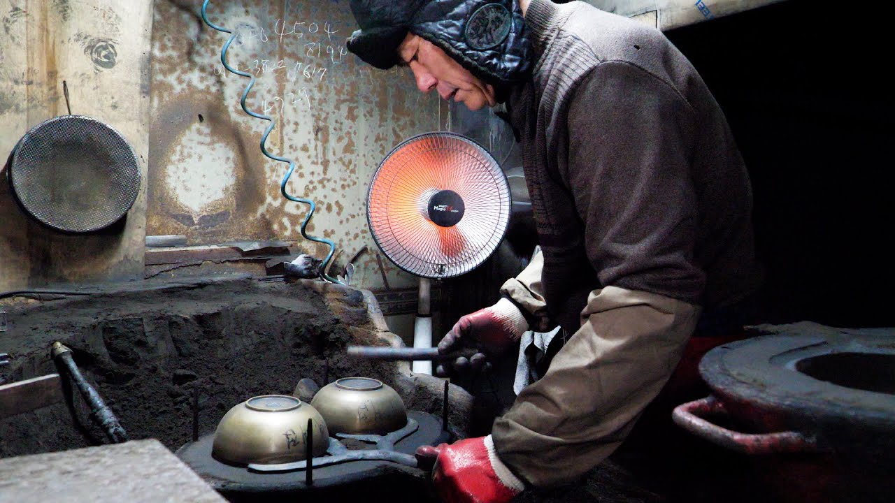 Process of Making Korean Traditional Brass Bowl. Korean Factory with 100 Years of History.