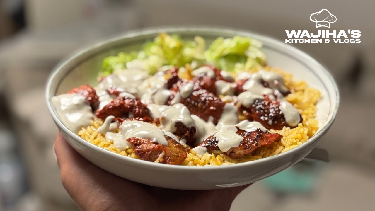 TANDOORI STYLE CHICKEN OVER RICE RECIPE | Wajiha’s kitchen & vlogs
