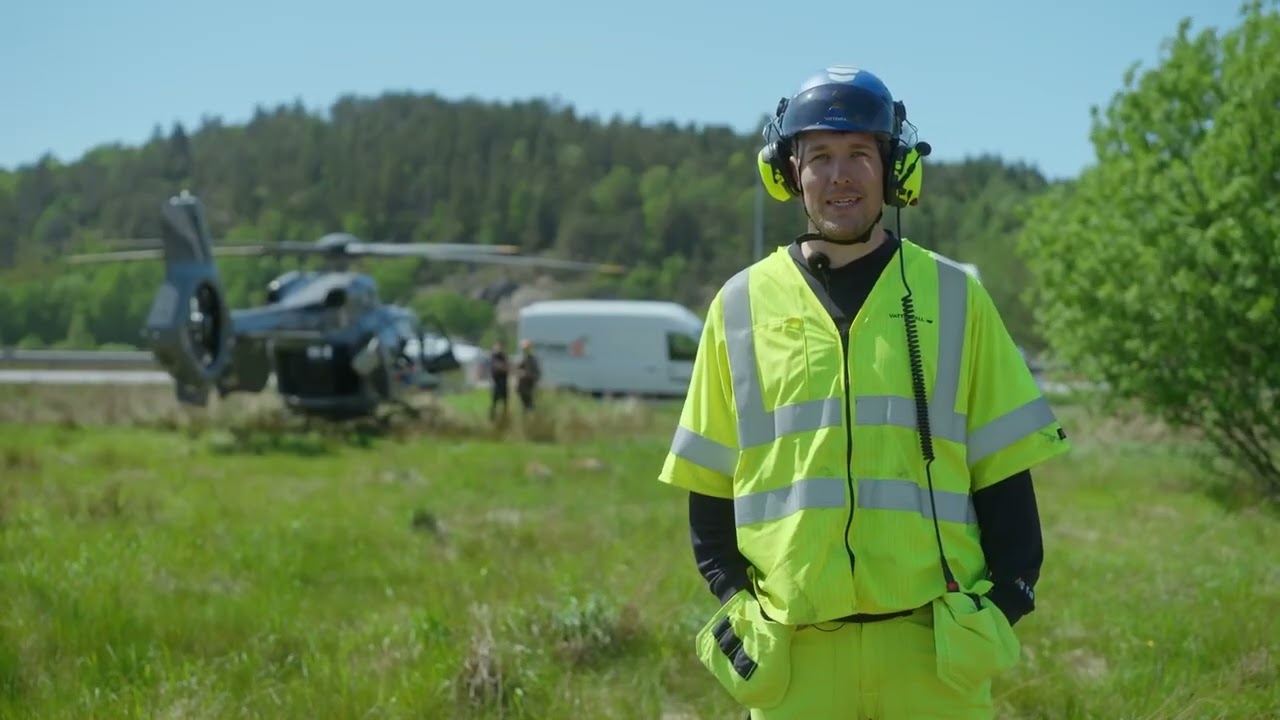 Trafikrapport uppifrån Högspänningsledningen - Olycka på motorvägen! Hela inslaget från Högspänning
