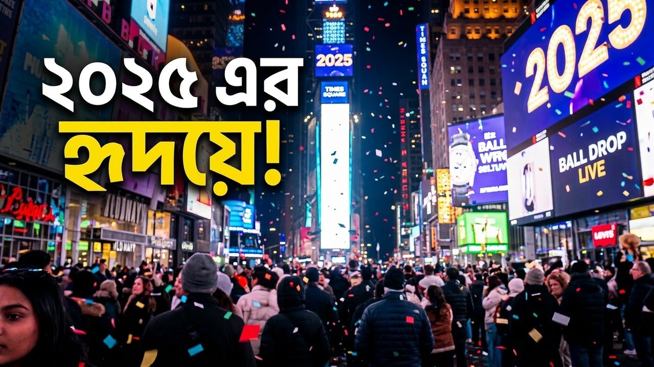 NYC ball drop 2025: Watch NYE in Times Square | সবাইকে নতুন বছরের শুভেচ্ছা !✨