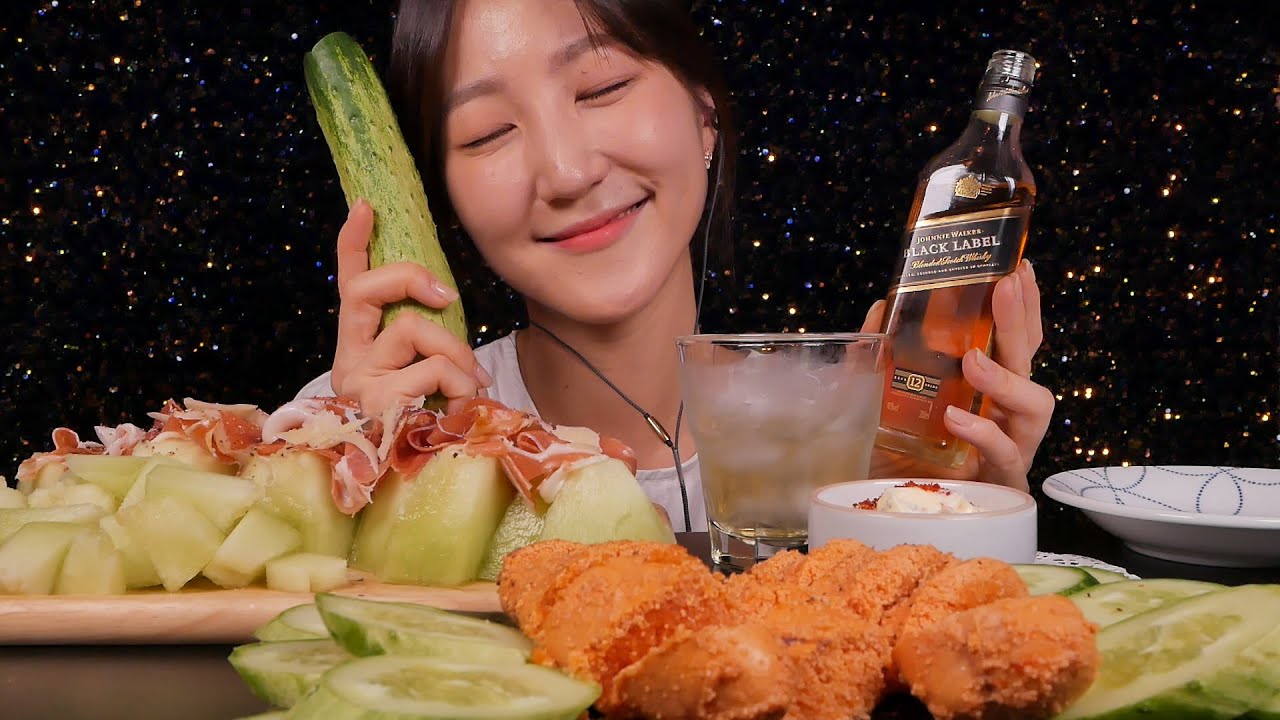 메론 프로슈토와 짭짤한 명란 구이, 위스키 Eating Mukbang ASMR