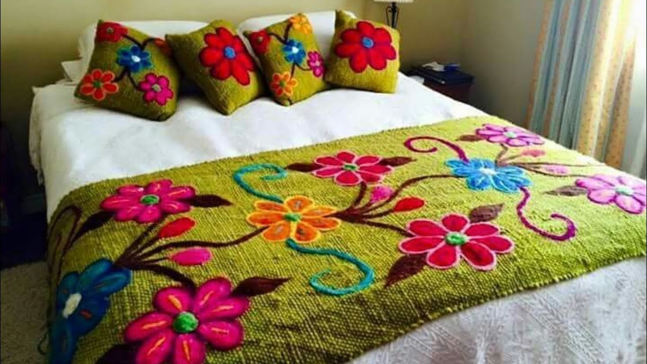 Hand Embroidery New Design bed sheet Collection, Beautiful Double Bed sheet with pillow covers 2019