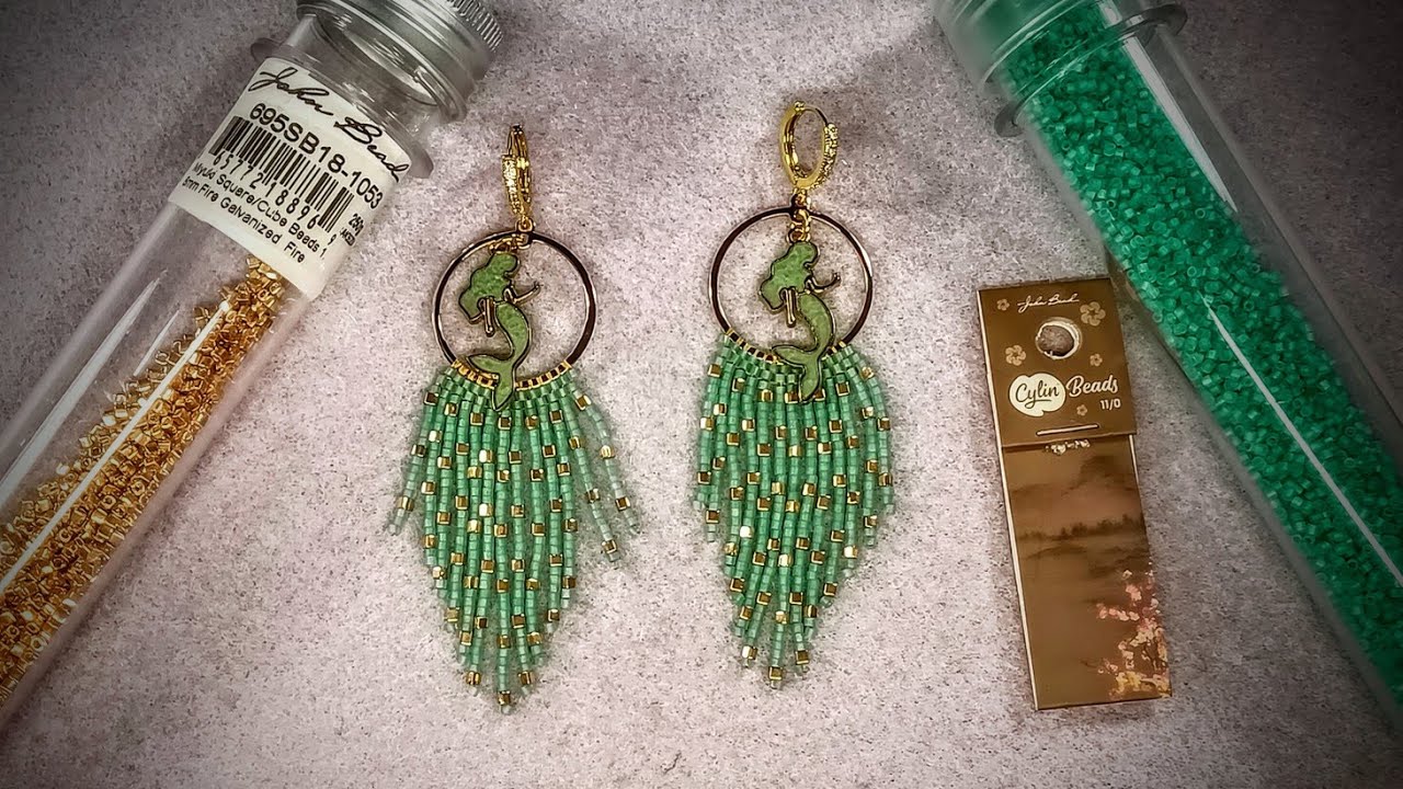 Fringe Mermaid Earrings Tutorial Using Cylin Beads from John Bead 