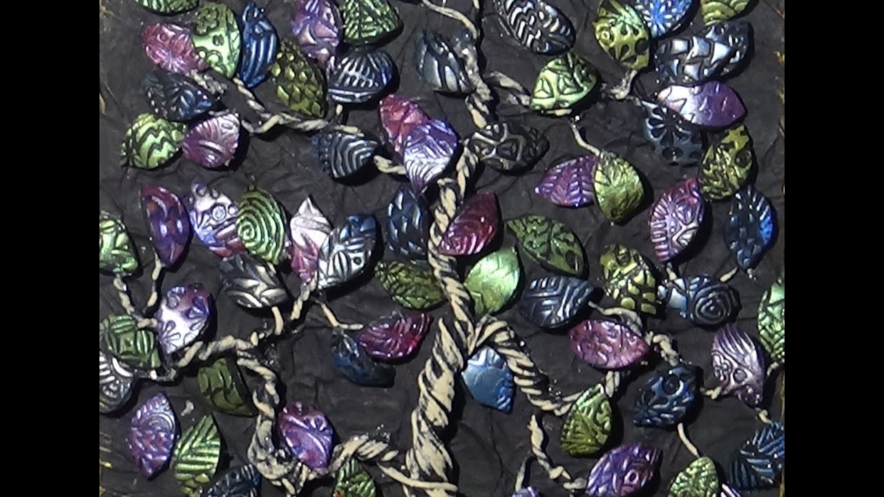 Mixed Media Tree Art Polymer Clay Leaves and Assemblage Part 3 of 3