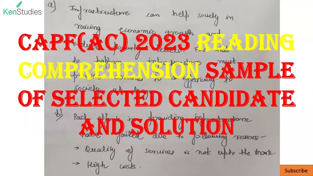 CAPF (AC) 2023 Reading Comprehension Sample of Selected Candidate and Sample solution