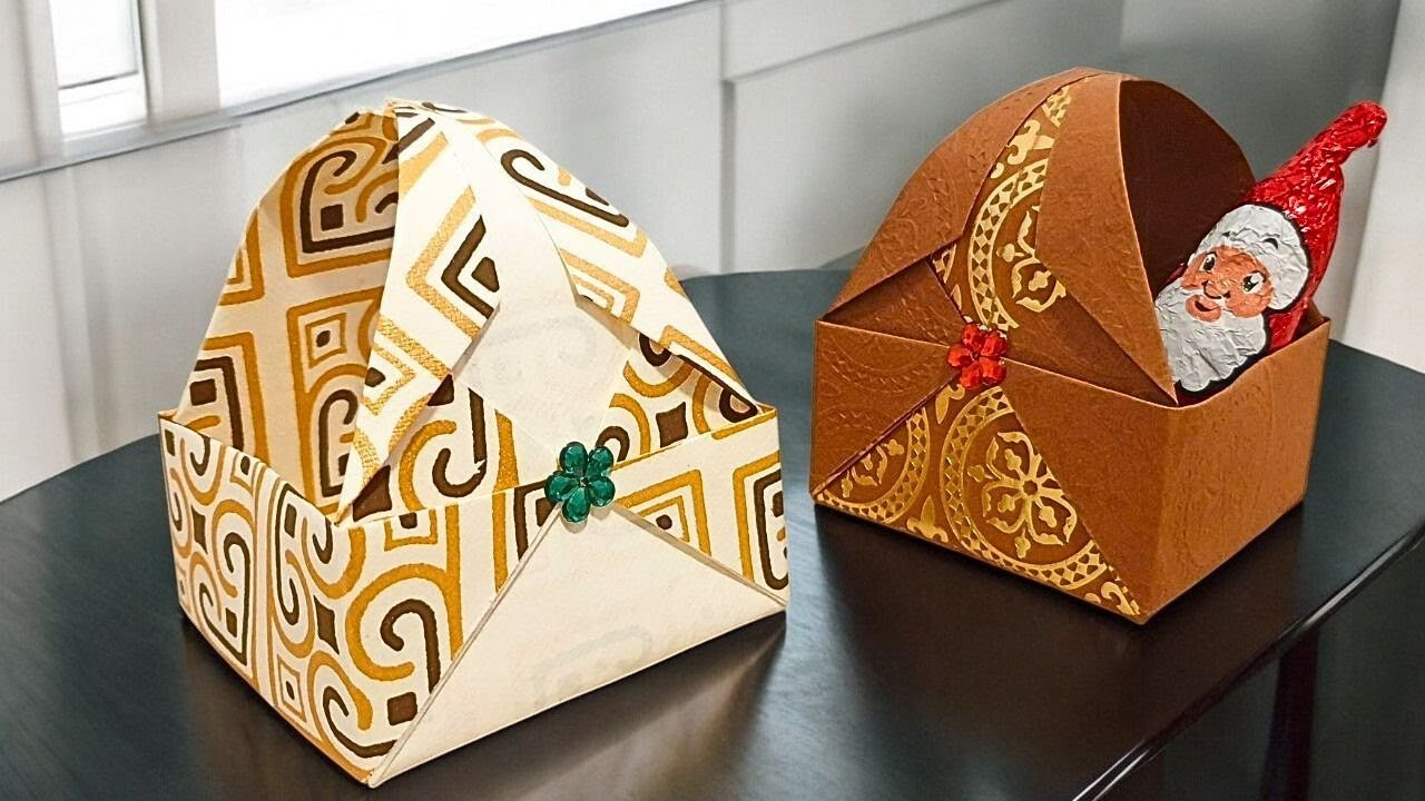 Мини-корзинка оригами | Простые поделки из бумаги для любого праздничного декора