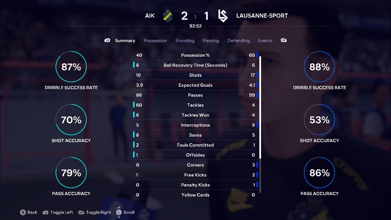 AIK SOLNA 2-1 LAUSANNE SPORT FIFA26UEFACONFERENCELEAGUESIMMATCH MATCHDAY 31 LEAGUE PHASE
