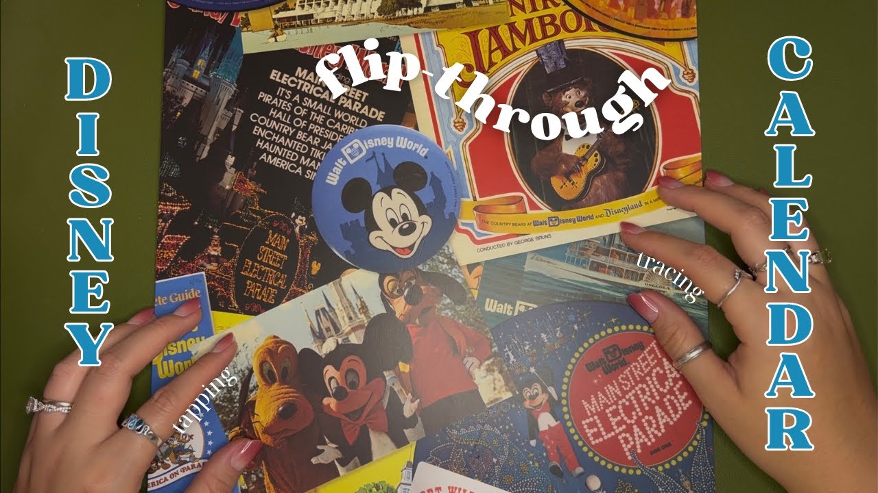 ASMR Disney Poster Calendar Flip Through ✨🏰 *tracing, paper sounds, whispering*