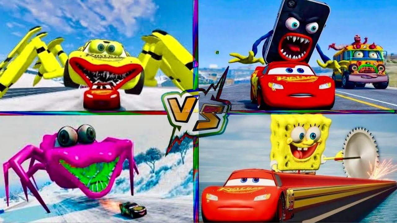 MONSTERS vs LIGHTNING MCQUEEN 😱 Who Will Survive in Tiles Hop?! 🔥🚗
