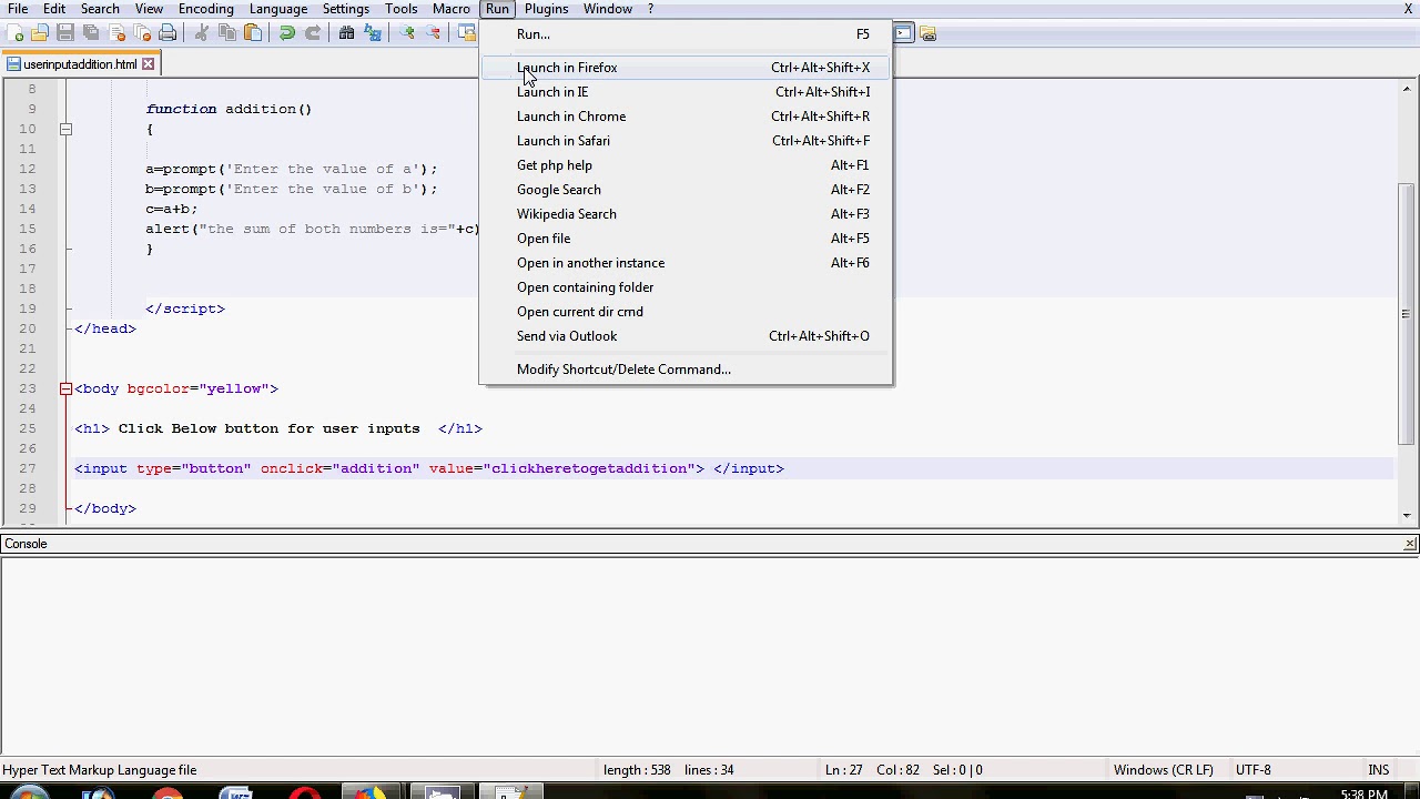 Addition of Two Number By User input(Javascript Tutorial in Hindi)