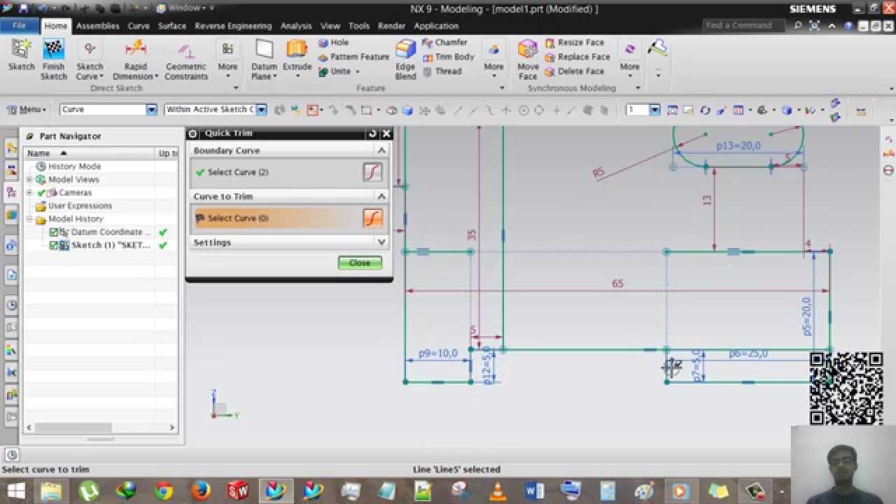 Siemens NX - Sketch Part-2 - Chamfer, Fillet, Trim