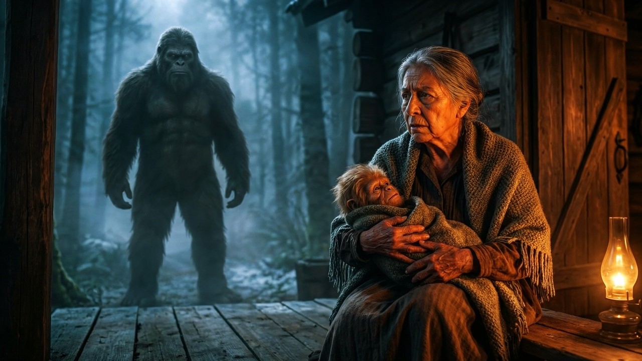 Un Bigfoot llevó a su cría enferma a la puerta de una anciana en las montañas… y ella la salvo