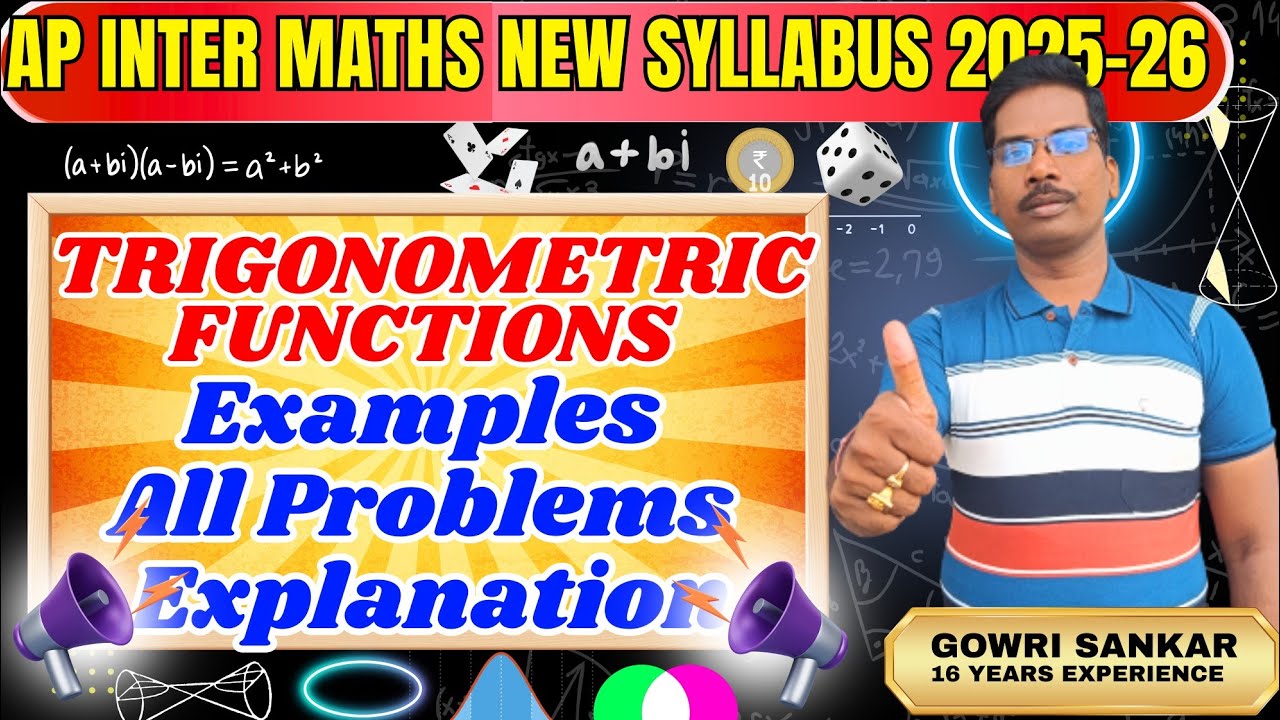 AP Intermediate Maths New Syllabus|| Chapter-3|| Trigonometric Functions Examples Exercise||