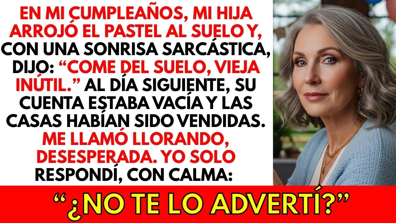 Mi hija tiró mi pastel de cumpleaños al suelo y me dijo: “Come del suelo, vieja inútil.”