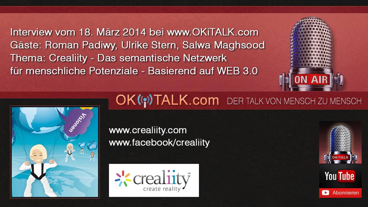 Crealiity - Das semantische Netzwerk f&uuml;r menschliche Potenziale - Interview OKiTALK.com