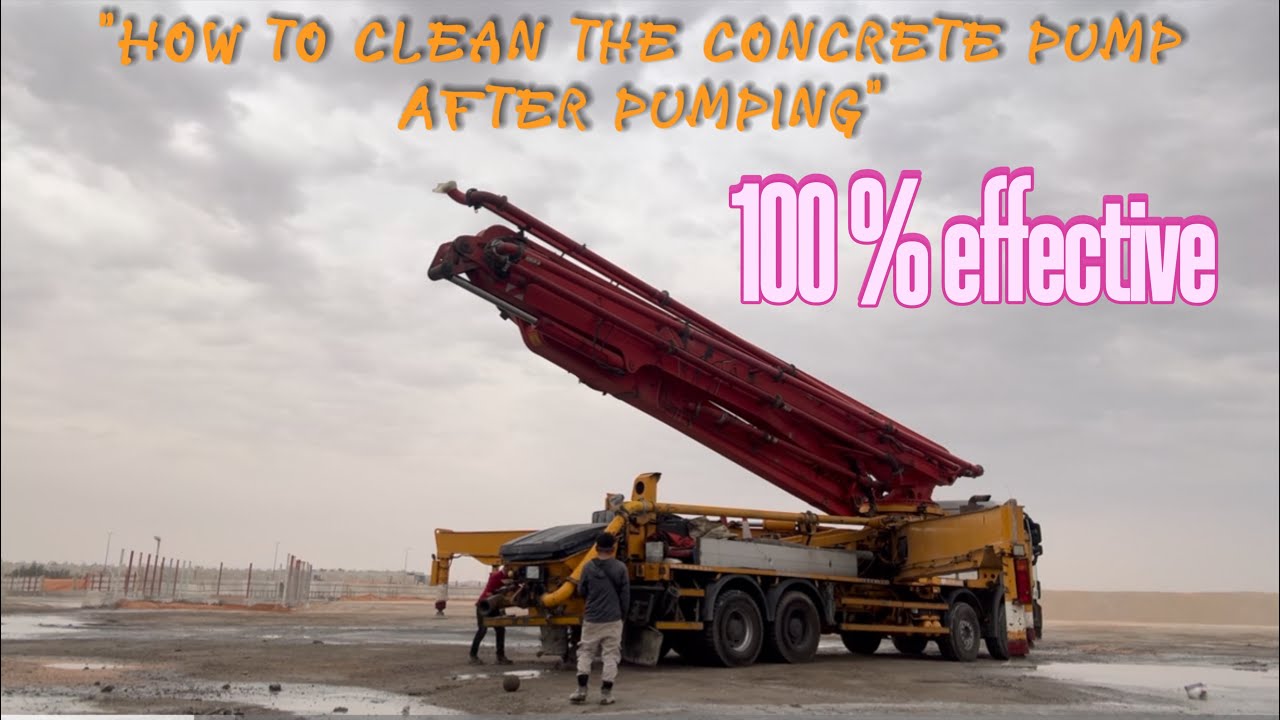 Leftover concrete discharged/cleaning of concrete pump 56 meter
