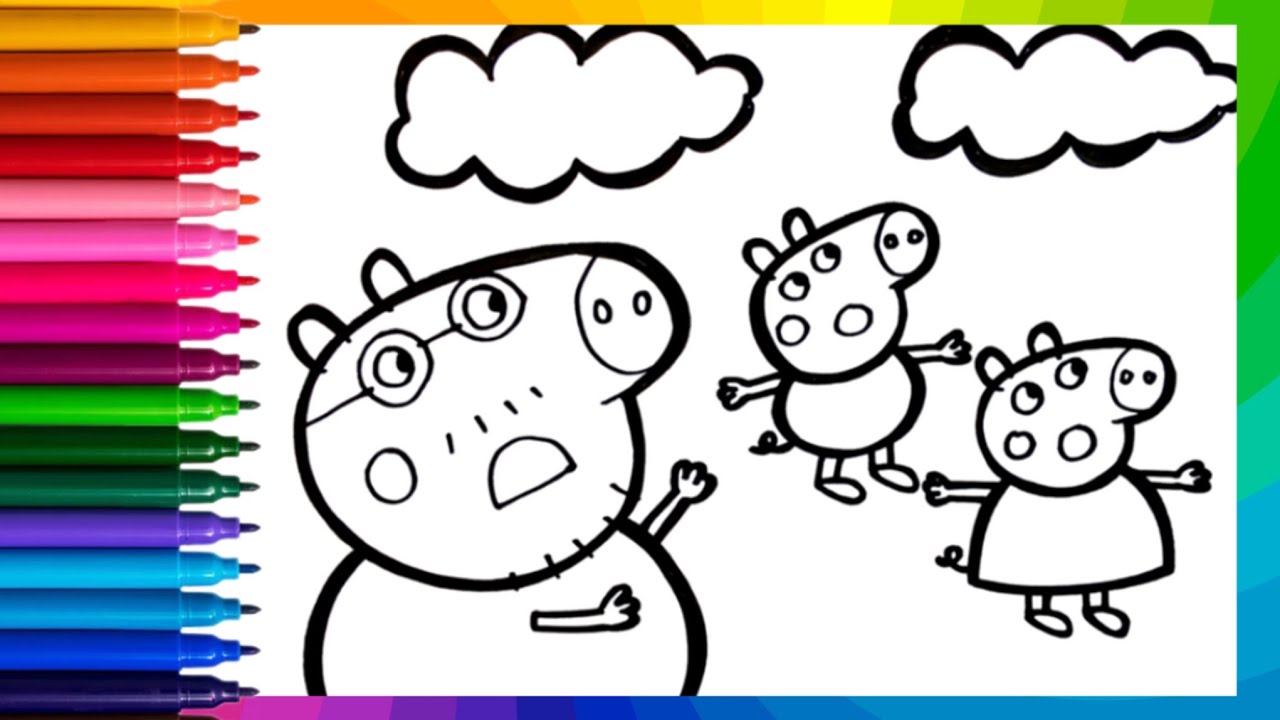 Draw Peppa Pig and George Pig and Daddy Pig | Draw Peppa Pig Family