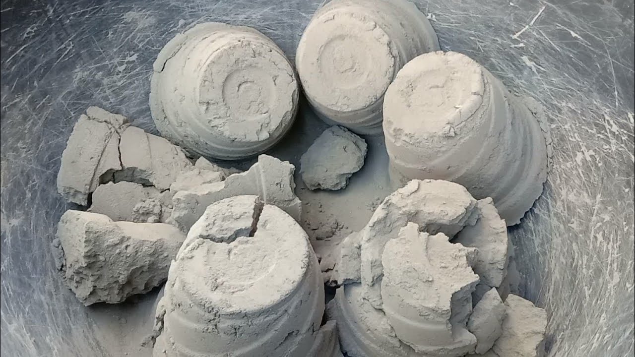pure cement pots and some brokens soft silky Crumbling 😍|Satisfying video|Asmr puppys
