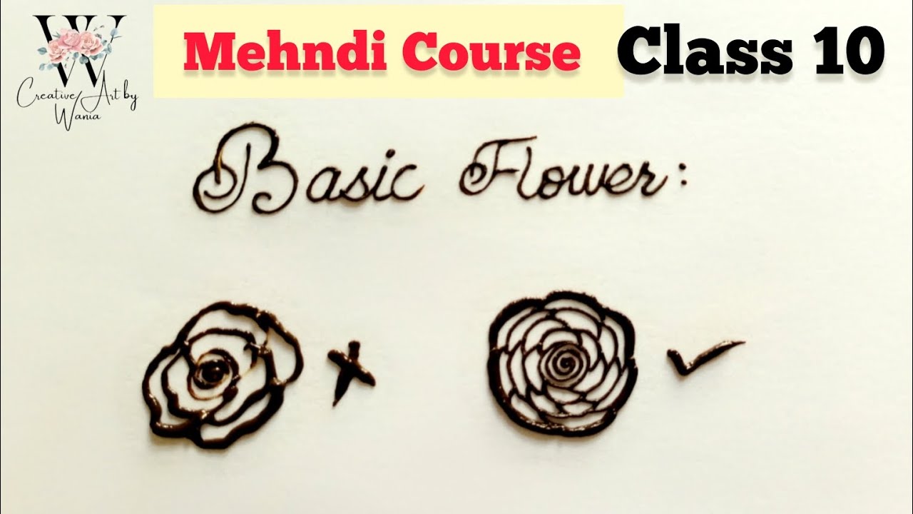How to make mehndi rose 🌹 | mehndi class | Mehndi basic course | class 10