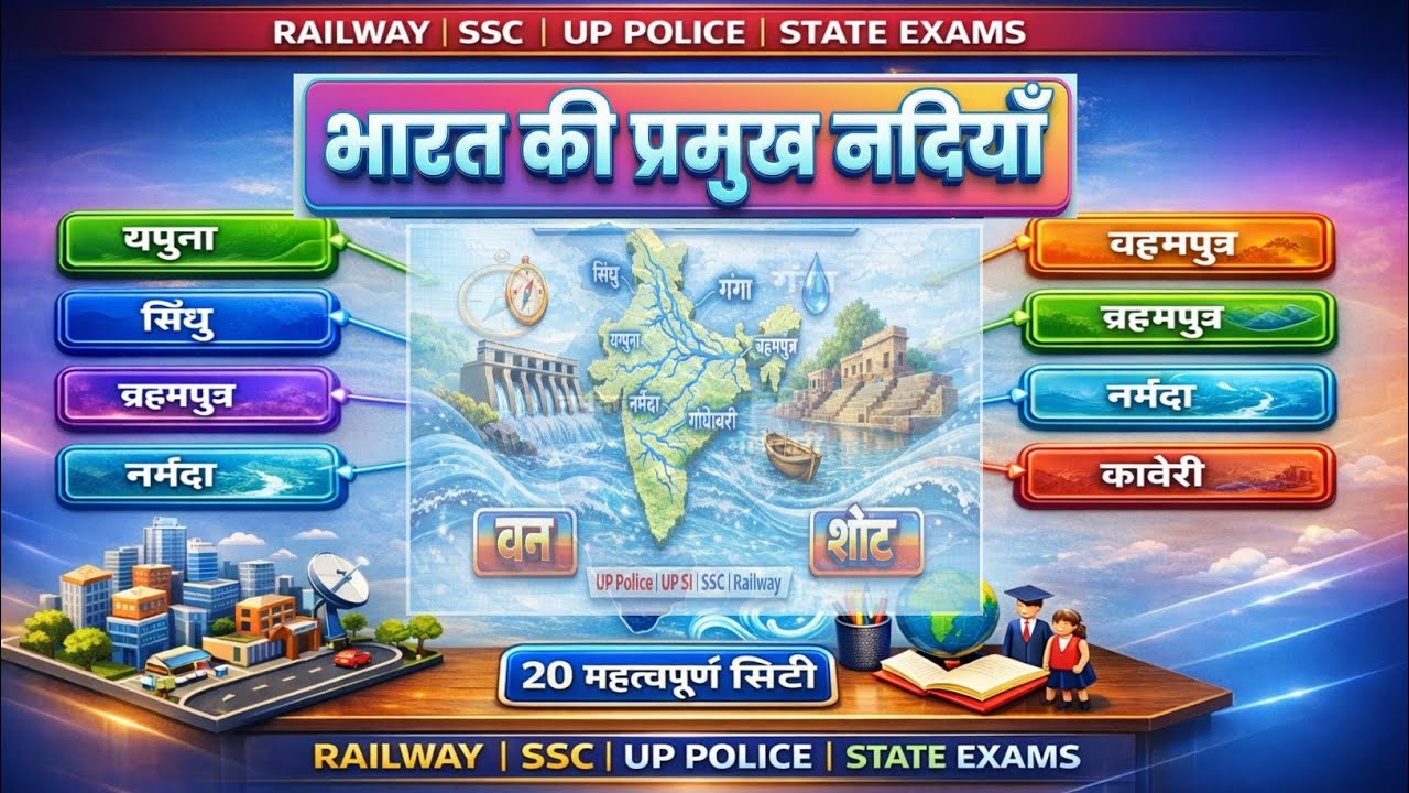 भारत की प्रमुख नदियाँ | One Shot GK | Railway SSC UP Police State Exams 2026