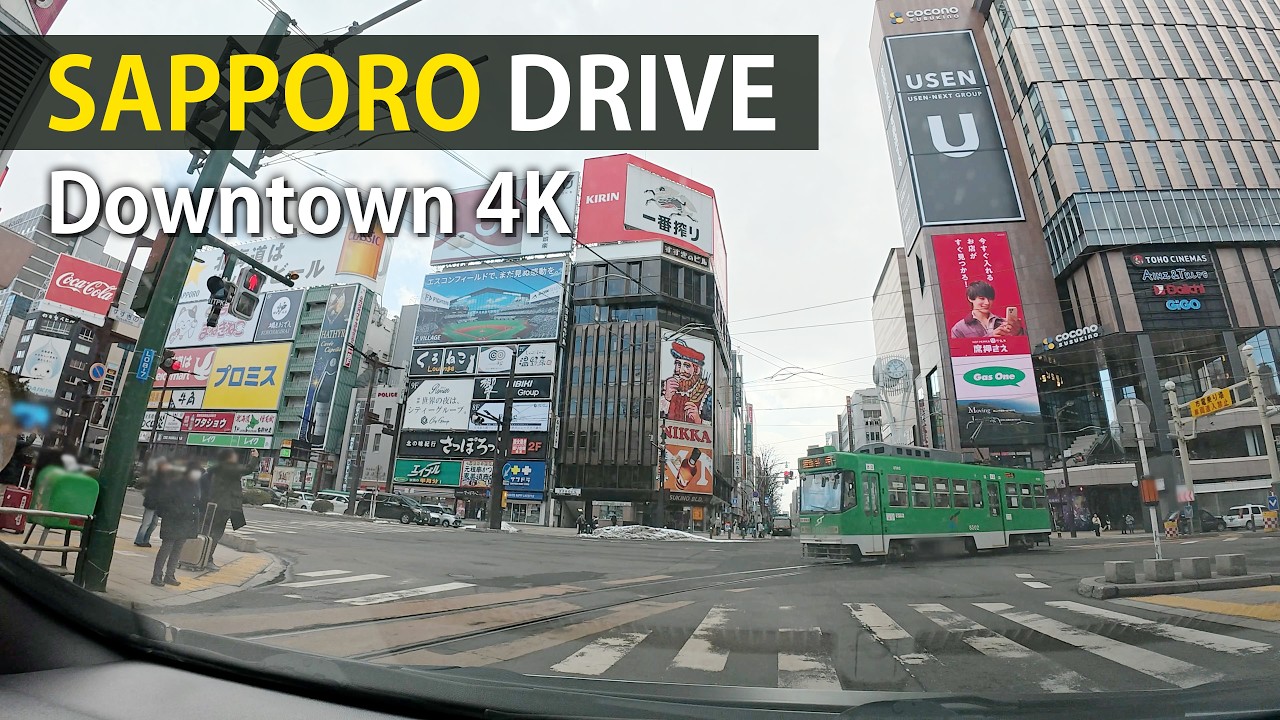 [4K] 早春の札幌中心部ドライブ | 大通公園、すすきの、テレビ塔、北海道大学など 北海道旅行の参考に