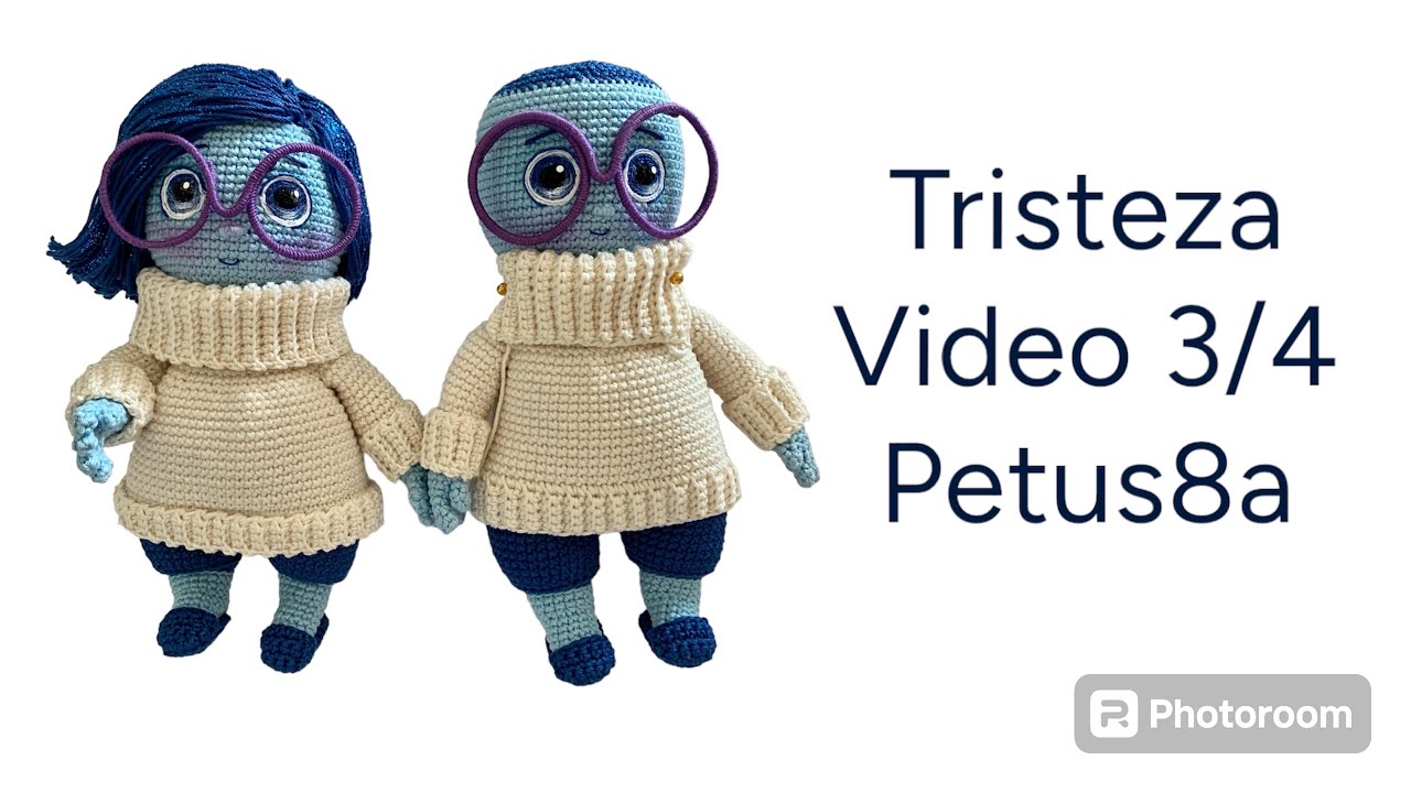 Cómo realizar ojos, zapatos y cuello del suéter de Tristeza video 3/3 Amigurumis by Petus 💖