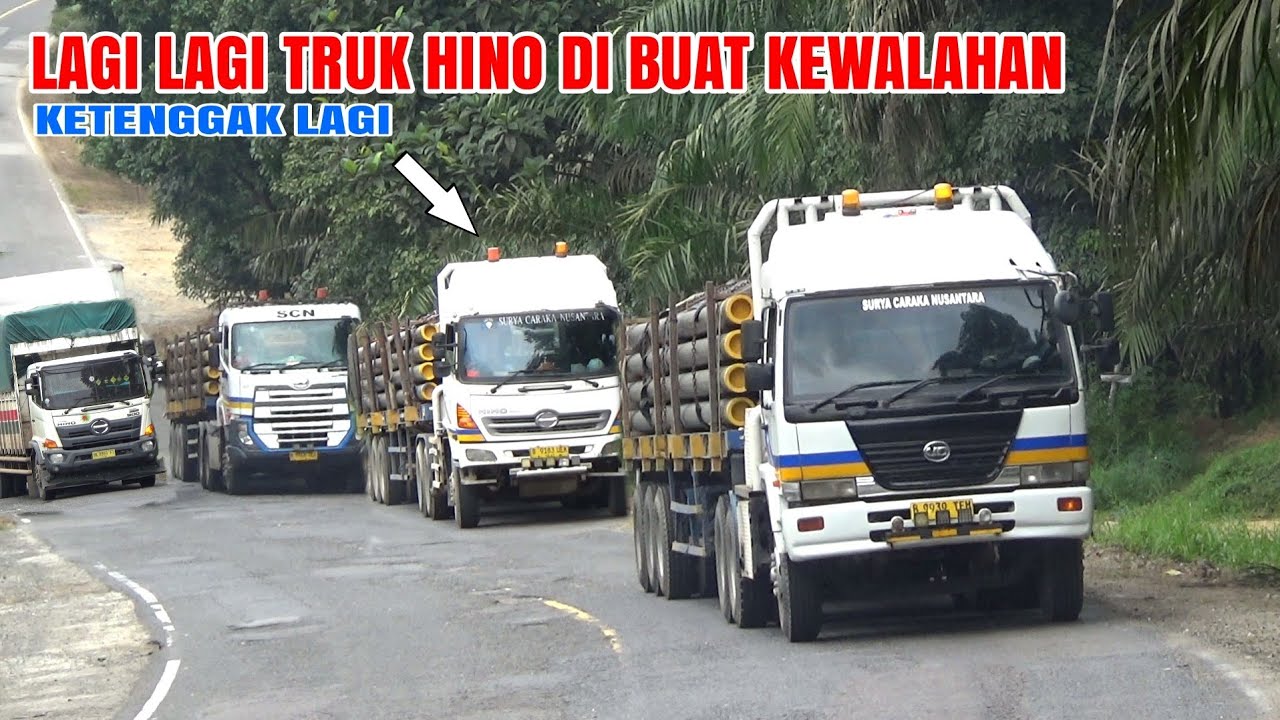 TRUK HINO TRONTON DAN TRAILER KEHABISAN NAFAS DI TANJAKAN 