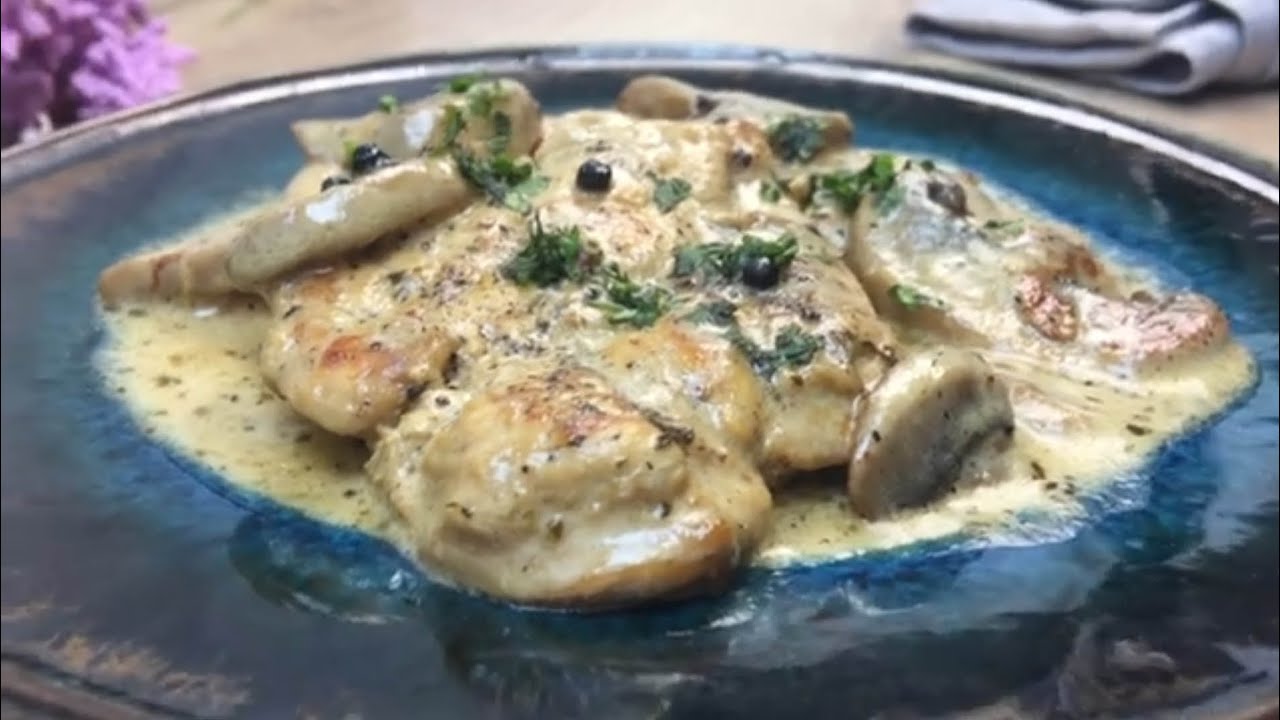طريقة الدجاج بالكريمة والفطر 🍄 🍄 | طعم رهيييب ولذيد 👌