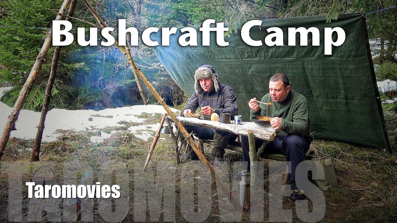 Bushcraft Camp Overnight and Goulash Cooking 4K Video