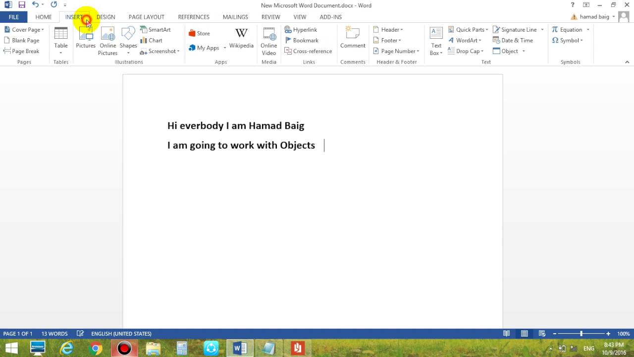 How to Insert Objects in MS Word