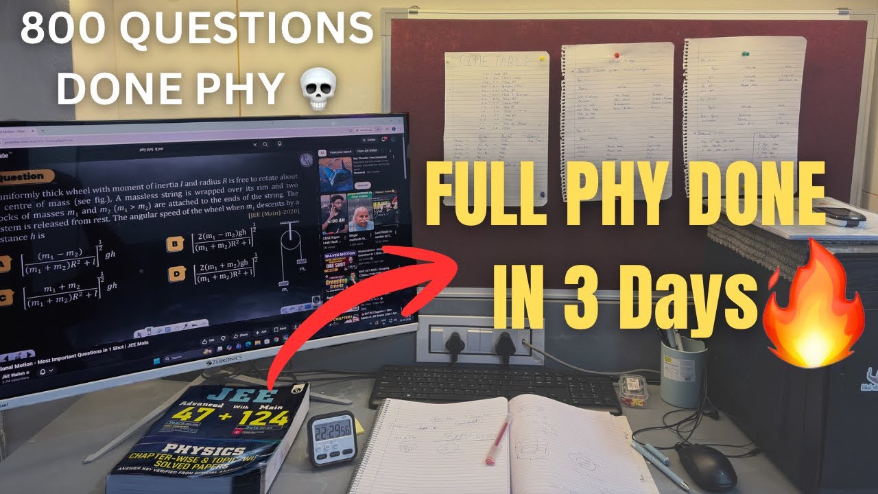 3 Din Mein Physics Complete 💀 + 800 Questions Done | JEE 2026 Grind #video #jee2026 #blog #study 