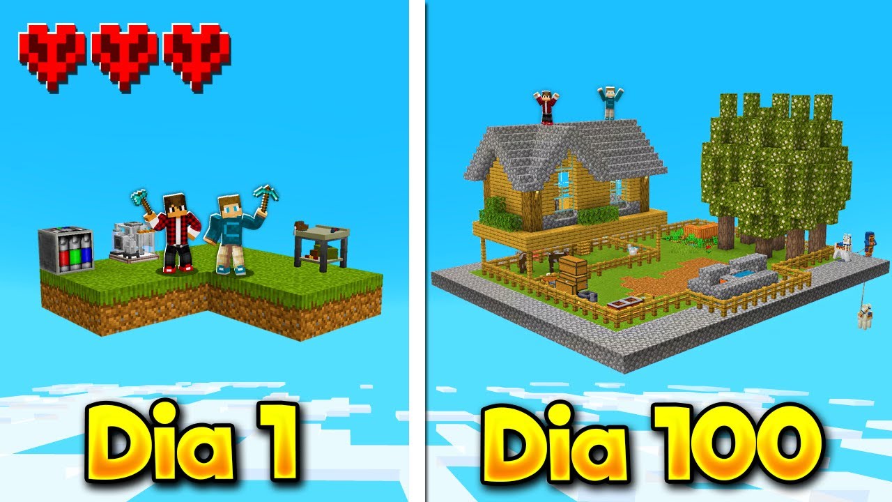 SOBREVIVI 100 DIAS EM UM SKYBLOCK COM MÁQUINAS! / VIDA NO CÉU - O FILME