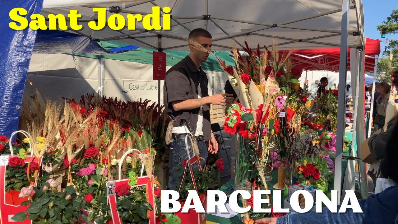 Barcelona Sant Jordi 2025 🌹📚 | Day of Lovers & Books in Catalonia | Silent Walking Tour