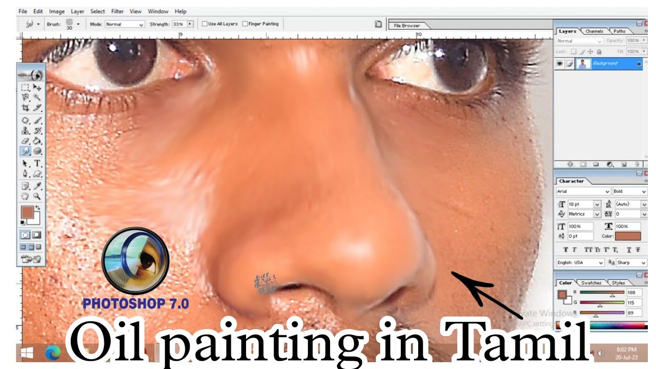 oil painting tutorial in Tamil/photoshop 7.0 oil painting tutorial/#oilpainting /image editing/#edit