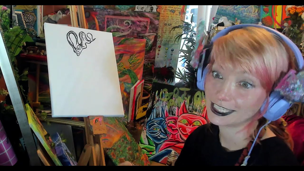 ART Party | DJ Riley with the hardstyle tunes and technicolor paintings | Showing off yesterdays pai