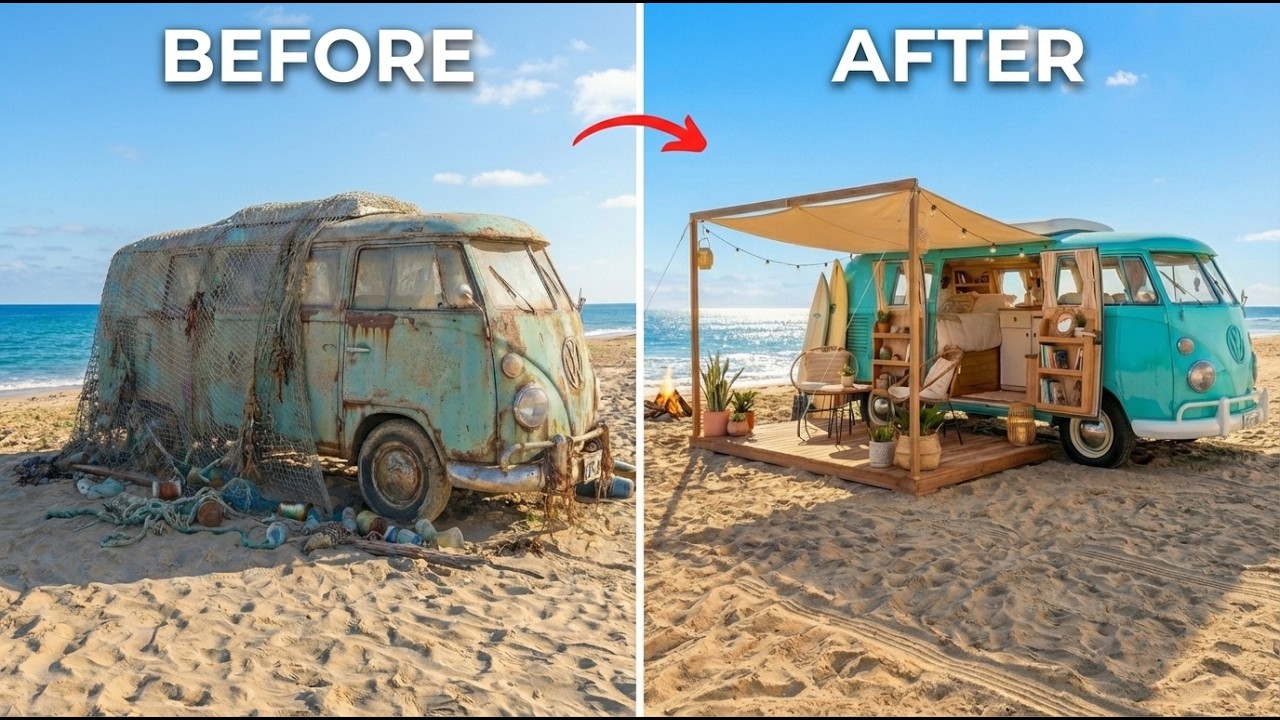 Abandoned Van into Seaside Bungalow Transformation