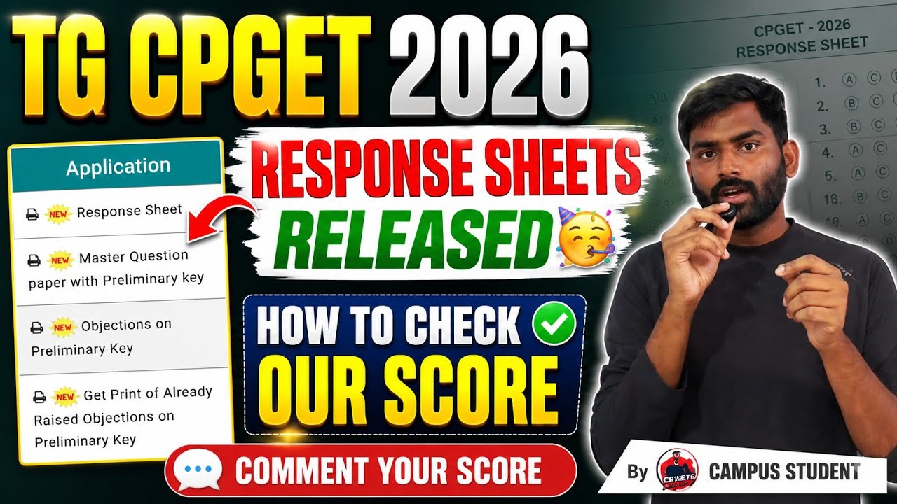 TG CPGET 2026 | Key Released 🥳 how to check ✅ score in response sheets #campusstudent