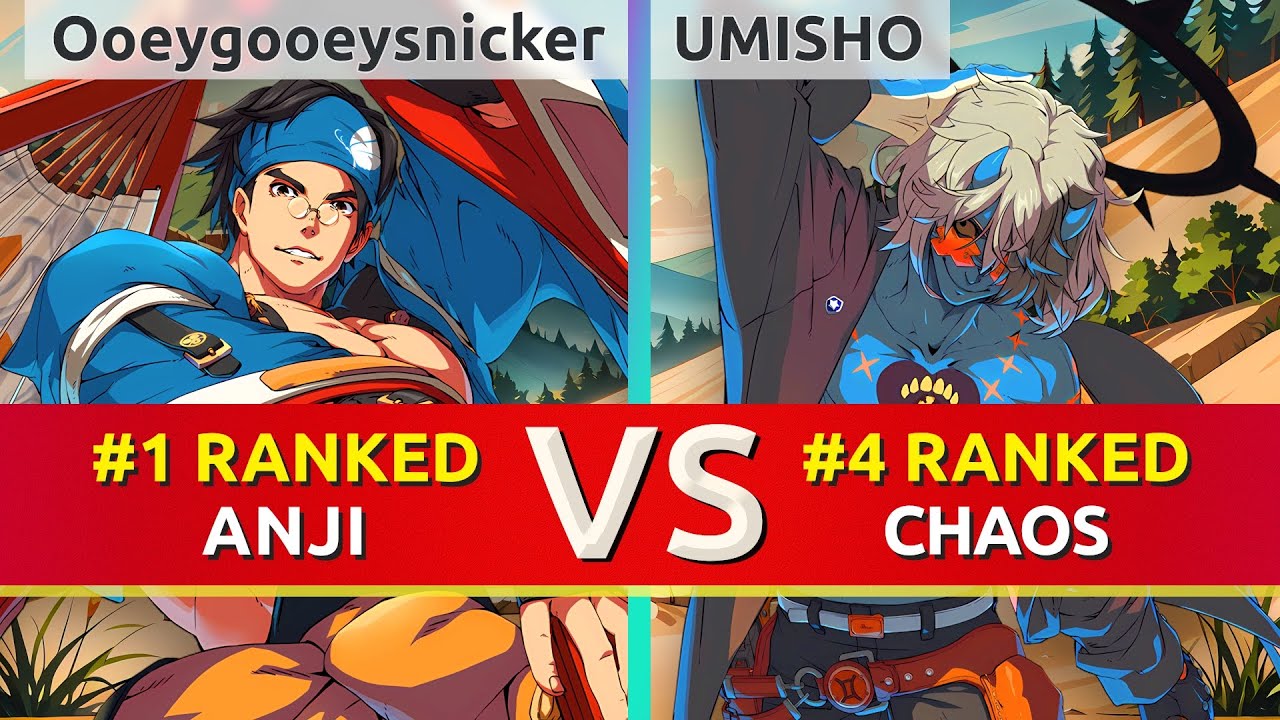 GGST ▰ Ooeygooeysnicker (#1 Ranked Anji) vs UMISHO (#4 Ranked Chaos). High Level Gameplay