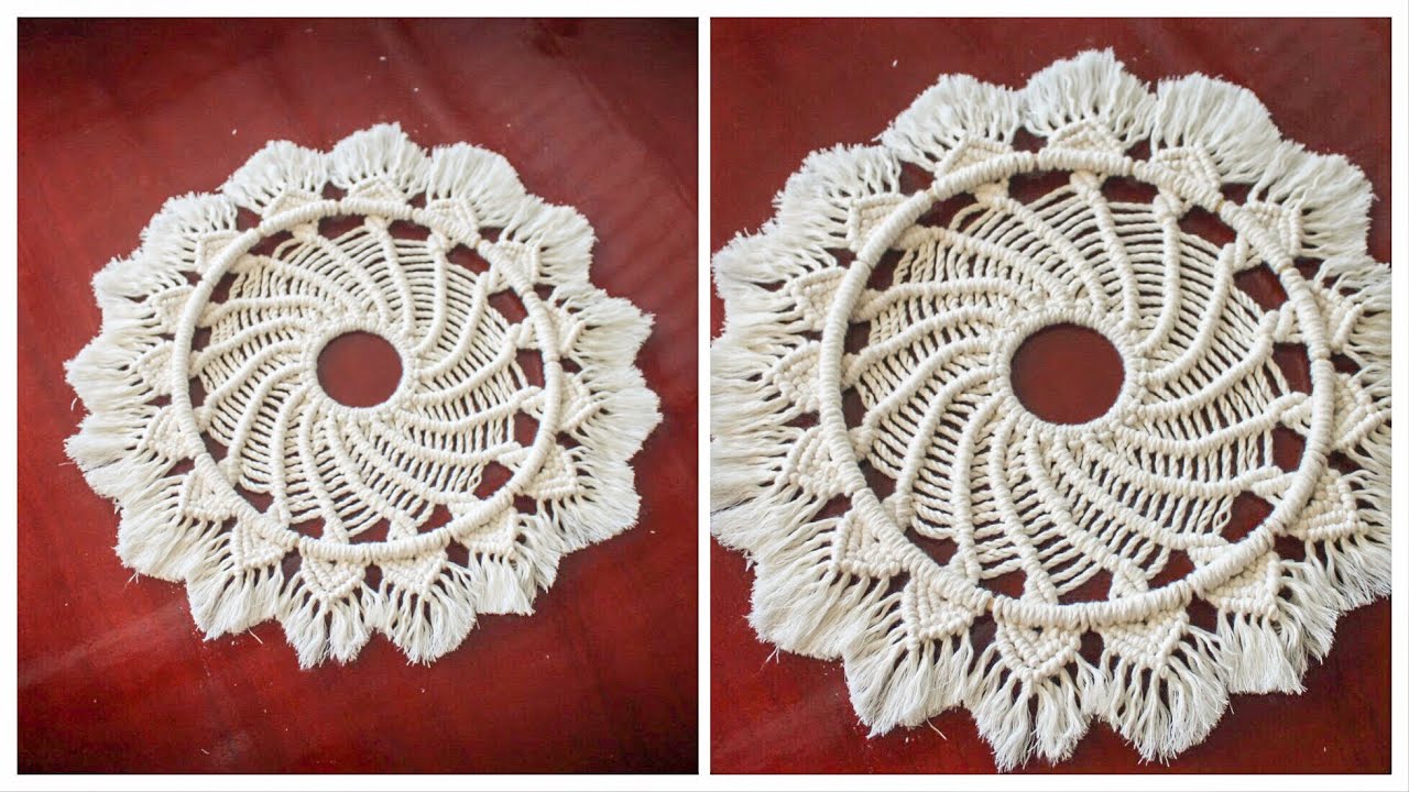 DIY Macrame Mandala Wall Hanging #1, Free Macramé Sprial Mandala Pattern by TNARTNCRAFTS